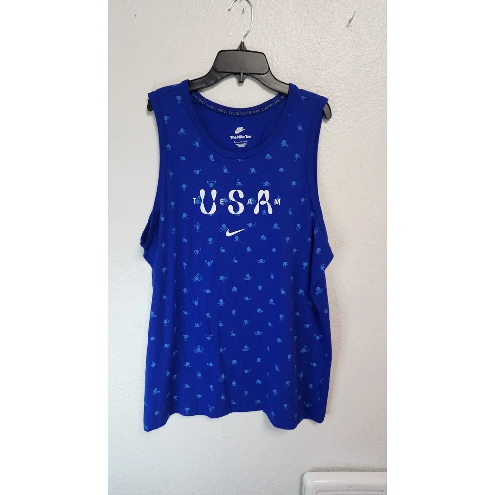 Nike Tank Top Men Medium Blue Team USA Olympics Excellent Condition